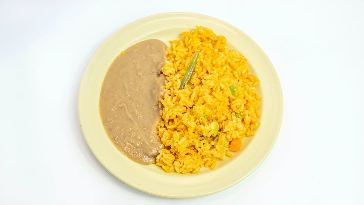 Rice and Refried Beans.