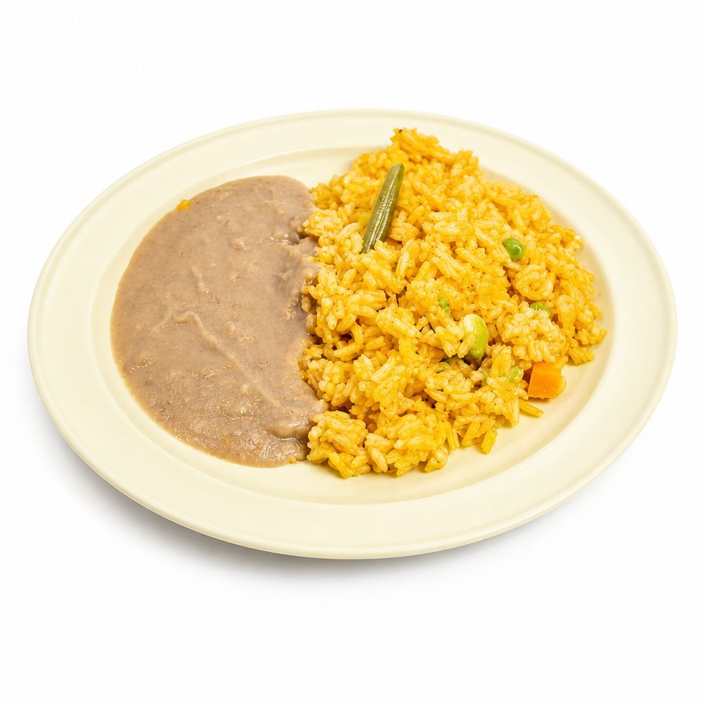 Rice and Refried Beans.