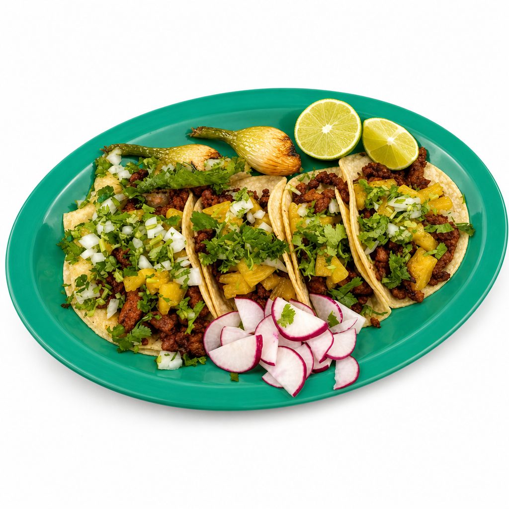 Tacos Al Pastor with Pineapple.